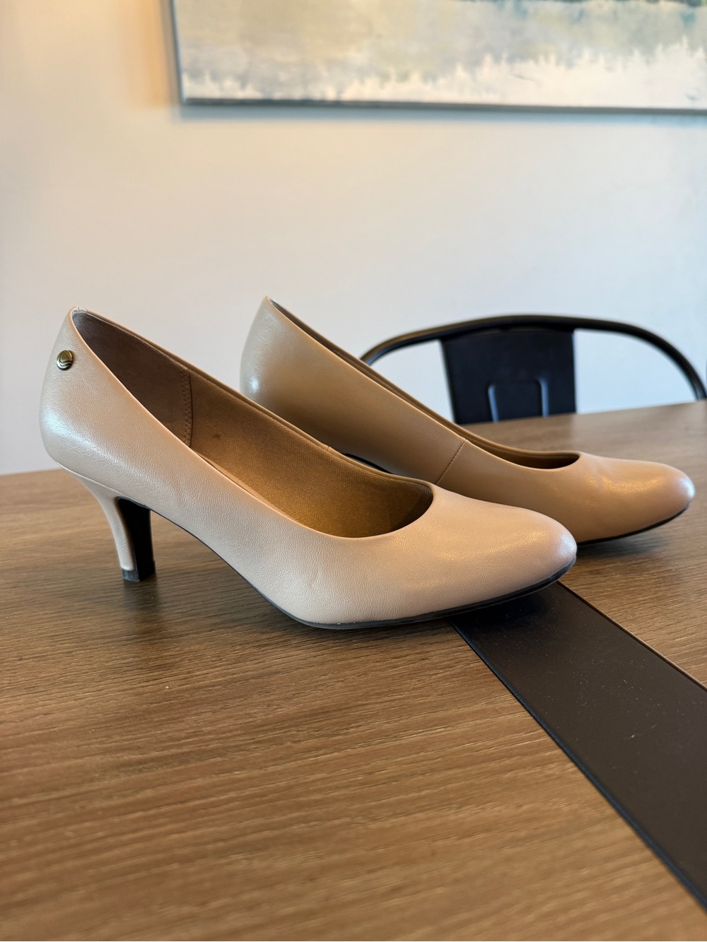 Life Stride Beige Round-Toe Low Heel Pumps - Picture 3 of 7